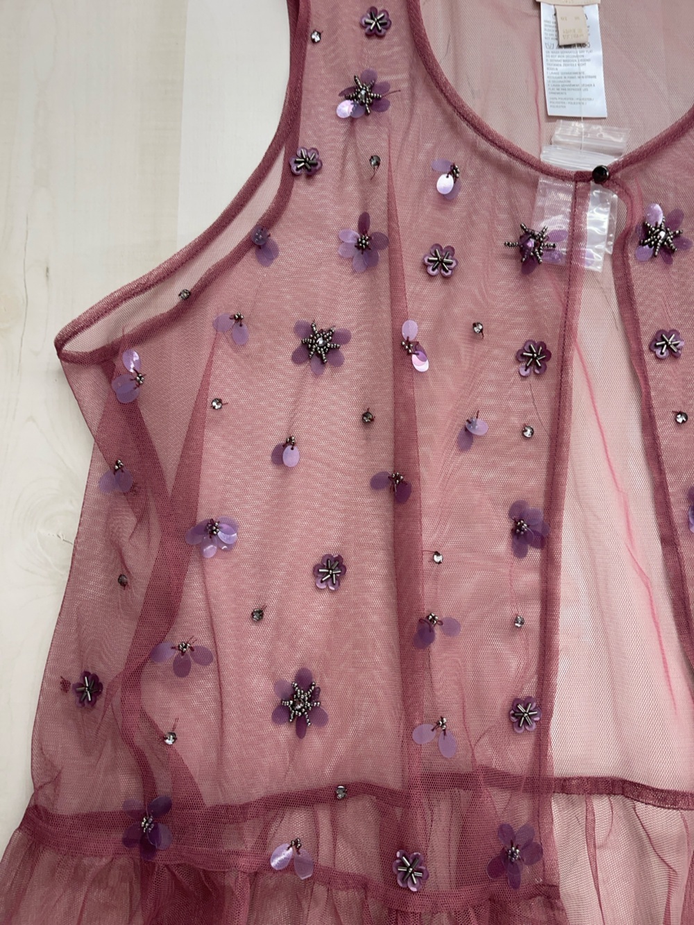 nwot LOGO LAVISH Lori Goldstein pink mesh sequin embellished vest event - Picture 4 of 7